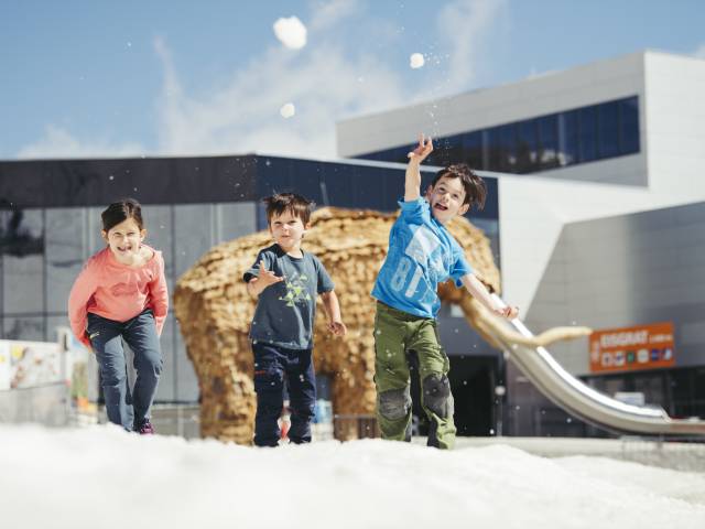Kinder spielen im Schnee