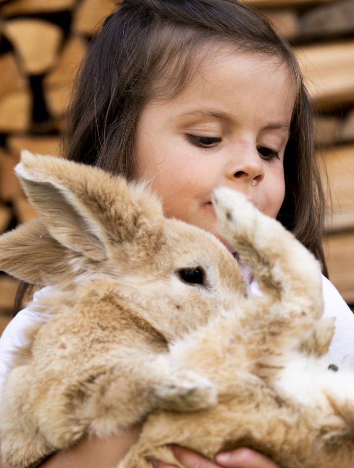Kind mit Hase im Familotel Kindl